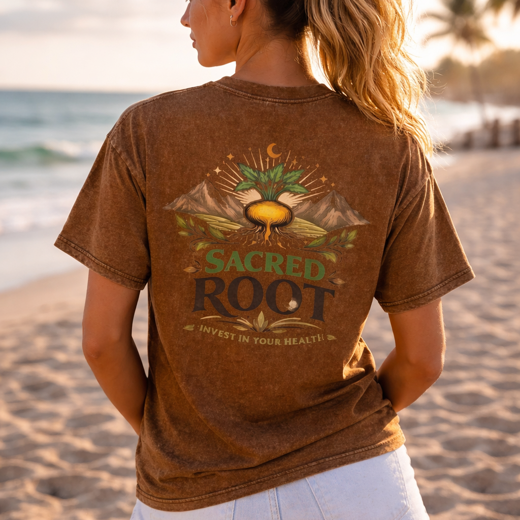 Sacred Root Logo Tee - Oversized Brown