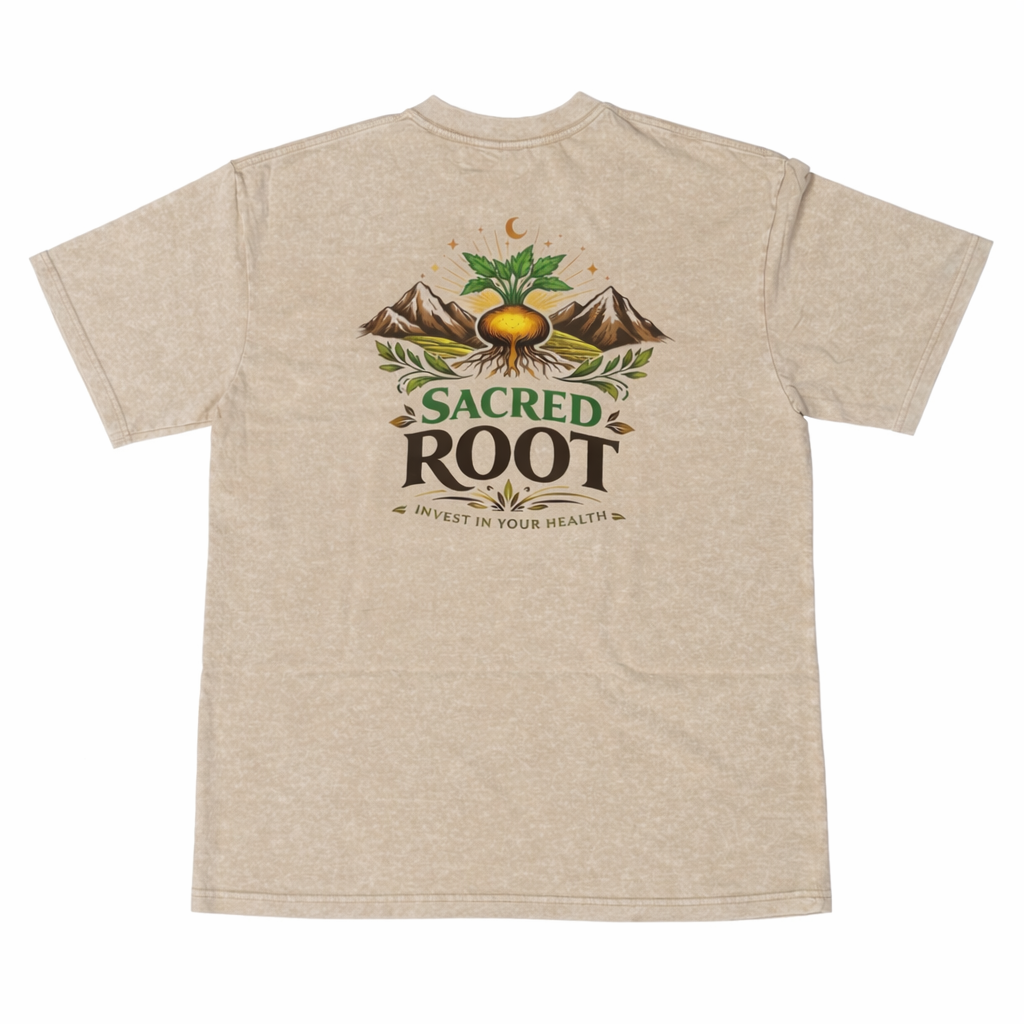 Sacred Root Logo Tee - Oversized Sand