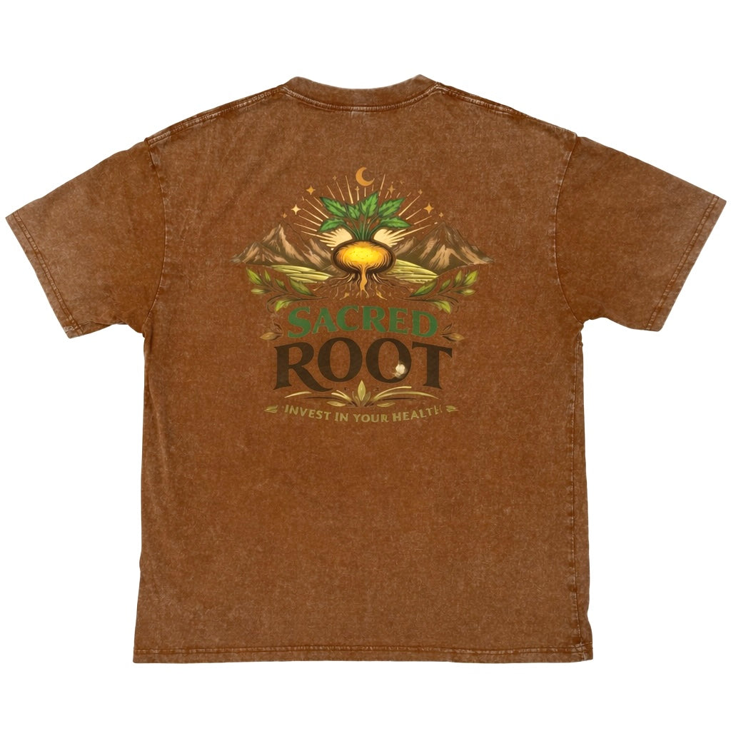 Sacred Root Logo Tee - Oversized Brown