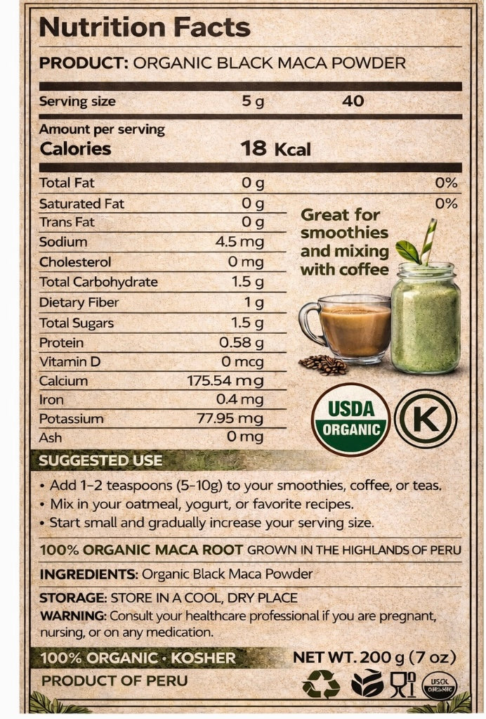 Organic Black Maca root Powder